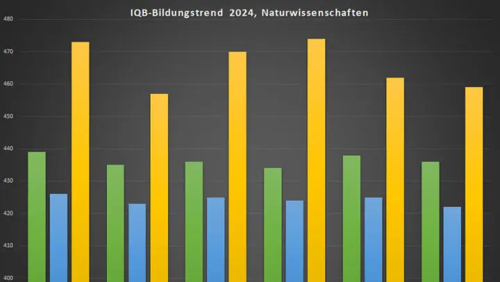 Ausschnitt eines Säulendiagramms zu den Naturwissenschaften mit deutlich höheren gelben Säulen